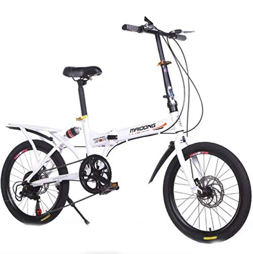 Falträder : Tbagem-Yjr Faltbares Mountainbike, Fahrrad Mit Variabler Geschwindigkeit for Studenten Mit 20 Zoll Rad (Color : White)