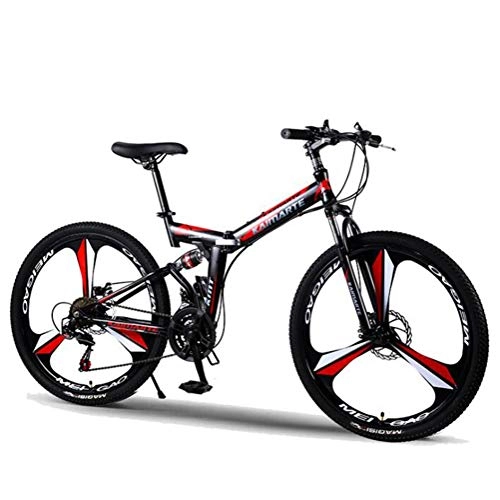 Falträder : Tbagem-Yjr Folding 26 Zoll Mountainbike Doppelscheibenbremse, 27-Gang Unisex Sport Und Freizeit Stadt Straßenfahrrad (Color : Black red)