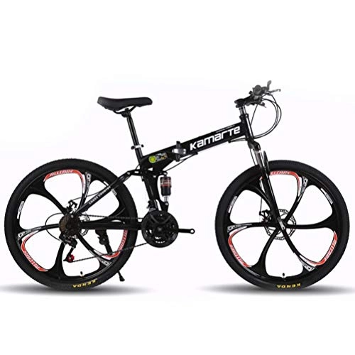 Falträder : Tbagem-Yjr Sport Und Freizeit Mountainbike for Erwachsene, Folding Stadt Straßenfahrrad Dual Disc Bremsen MTB (Color : Black, Size : 21 Speed)