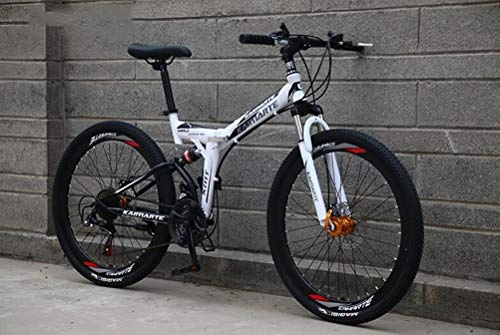 Falträder : Tbagem-Yjr Stoßdämpfung Verschiebung Weichen Schwanz Mountainbike Fahrrad, 24-Zoll-Rad 21-Gang-Fahrrad (Color : White)