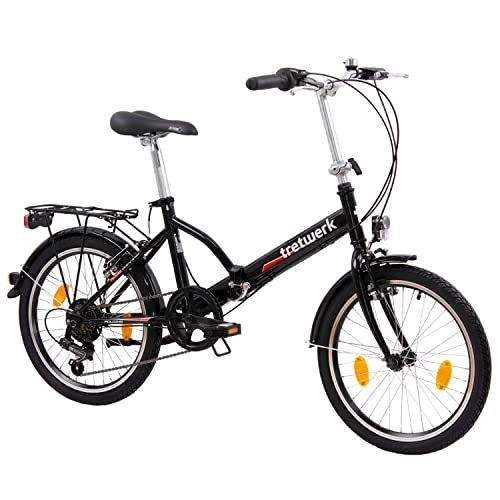 Falträder : Tretwerk - 20 Zoll Klapprad - Folding schwarz – Faltrad mit 6 Gang - Shimano Kettenschaltung - leichtes Folding Bike - praktisches Fahrrad für die Stadt