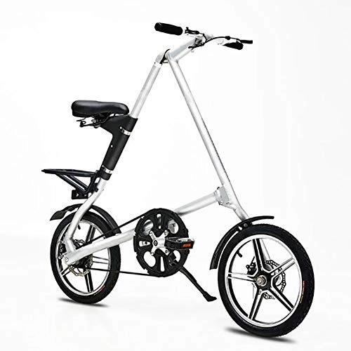 Falträder : TriGold Ultraleichte Klapp Bike Erwachsene, Tragbare Faltbares Rennräder 16 Zoll Reifen Mit Aluminiumrahmen, Mini Urban Track Fahrrad Für Herren-Weiß