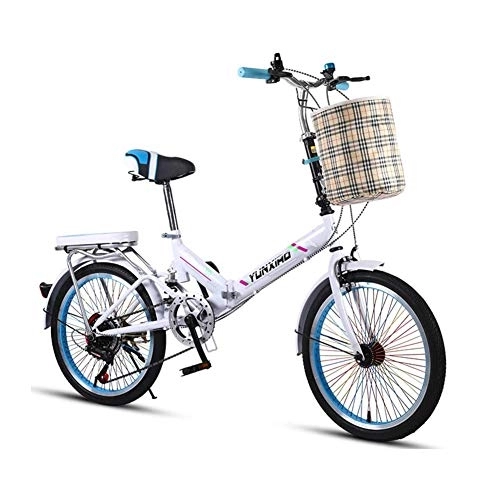 Falträder : TZYY Übertragung Mini Fahrrad Unisex, 20in Räder Städtische Umwelt, Tragbar Citybike Mit Aufbewahrungskorb D 16in