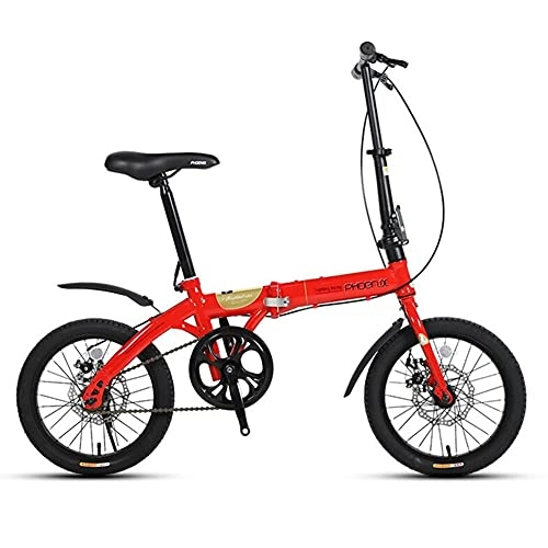 Falträder : Unisex Fahrrad Faltrad, 16", Einzelgeschwindigkeit, Herren-fahrrad & Jungen-fahrrad, Licht Aluminium Faltrad, Leichtes und tragbares kleines Schülerfahrrad / Red