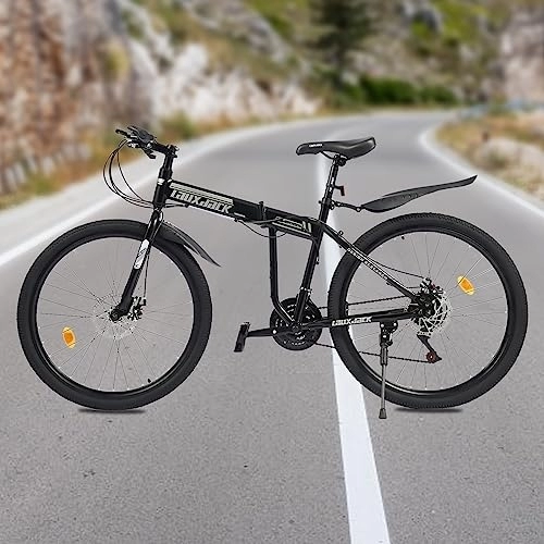 Falträder : Universal 26 Zoll Mountain Folding Bike für Erwachsene Klapprad, 21 Speed Carbon Stahl faltbare Mountainbikes für Männer, Frauen, Mädchen, Jungen, Front-und hinten Scheibenbremsen, einstellbare Höhe