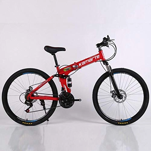 Falträder : VHJ 30-Gang Mountainbike 24 und 26 Zoll Mountainbike Doppelscheibenbremse Fahrrad Faltrad, 24 Zoll rot