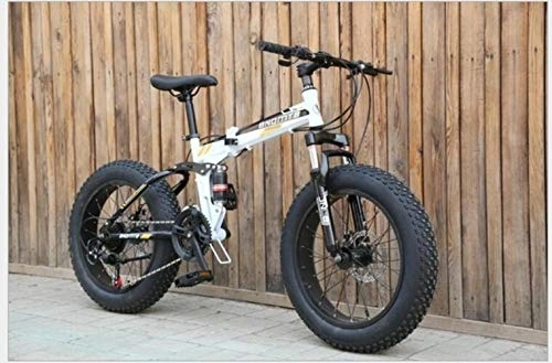 Falträder : VHJ Bike Folding Doppelscheibe Mountain Bicycle Suspension Stahlrahmen Aluminium, Weißblau, 24-Gang