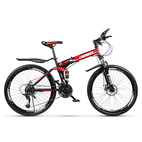 Falträder : VHJ Faltbares Mountainbike Speichenrad Mountainbike bremst Fahrrad, schwarz und rot, 26 Zoll