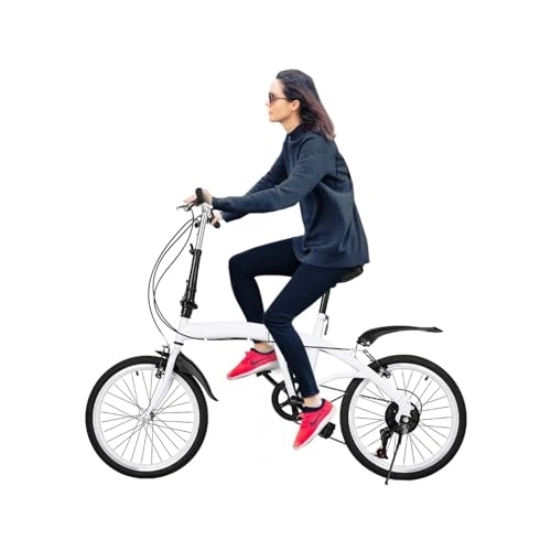 Falträder : vinnyooc 20 Zoll Klappräder Fahrräder 6 Gang Radsport Faltbare Fahrrad Erwachsene Bike Doppel V Bremse Citybike Jugendlicher Fahrrad Cityräder Weiß