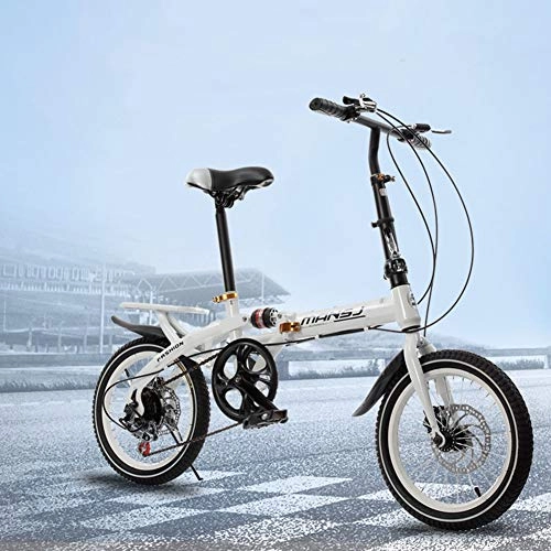 Falträder : WAHHW Mini Falträder14 Zoll Faltradverschiebung, Verschleißfestes rutschfestes faltbares leichtes tragbares faltbares Fahrrad aus Aluminiumlegierung, Weiß