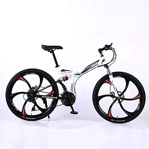 Falträder : WEHOLY Fahrrad 24 Zoll Carbon Stahl Mountainbike, Doppelscheibe Bremse Stoßdämpfung Schalt Soft Fail Folding 21-Gang-Fahrrad mit Scheibenbremse und Federgabel