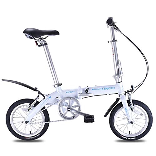 Falträder : Weiyue faltbares Fahrrad- 14-Zoll-Faltrad Aluminiumlegierung Erwachsene männliche und weibliche Mini-Fahrrad Super Light Student Driving (Color : White)