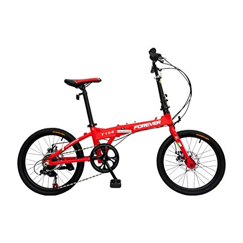 Falträder : Weiyue faltbares Fahrrad- 20-Zoll-7-Gang-Faltrad, ultraleichtes Aluminiumrahmen-Legierungs-faltbares Fahrrad for Mnner und Frauen (Color : Red)