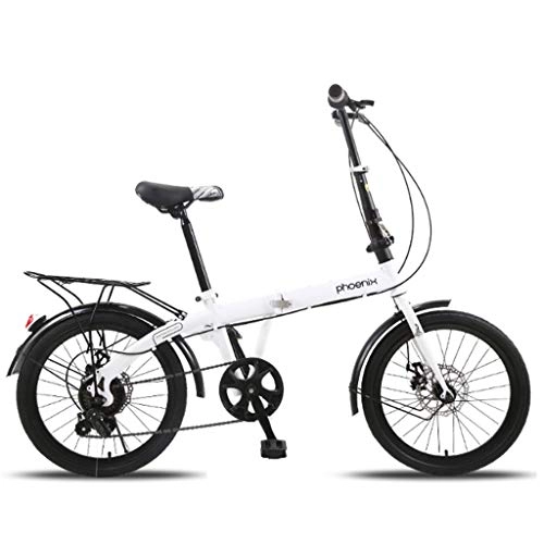Falträder : Weiyue faltbares Fahrrad- 6-Gang-Faltrad Erwachsene Jungen und Mdchen 20-Zoll-Student Leisure Light Ultraleichtes Walking-Fahrrad (Color : White)