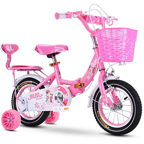 Falträder : Weiyue faltbares Fahrrad- Kinder Klapprad Weiblich Fahrrad Mädchen Fahrrad Prinzessin Mädchen Faltrad (Color : Pink, Size : 14")