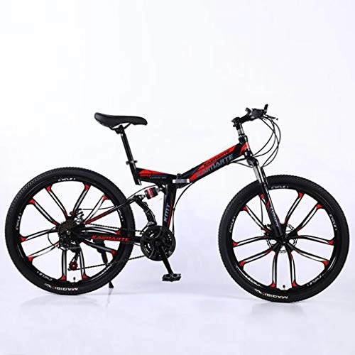 Falträder : WGYAREAM Mountainbike, 24 Zoll Faltbarer MTB Ravine Bike Unisex Carbon Steel 21 24 27 Beschleunigt Mountainbikes Doppelscheibenbremse Doppelaufhebung (Color : Black, Size : 27 Speed)