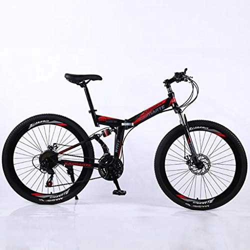 Falträder : WGYAREAM Mountainbike, Faltbare 26" MTB Mountainbikes Carbon Steel Ravine Bike Fully Doppelscheibenbremse 21 24 27 Geschwindigkeiten (Color : Black, Size : 27 Speed)