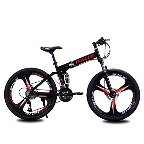 Falträder : WGYAREAM Mountainbike, Faltbare Bergfahrräder 26" Ravine Bike Doppelscheibenbremse Fully Carbon-Stahlrahmen 21 24 27 Geschwindigkeiten (Color : Black, Size : 21 Speed)