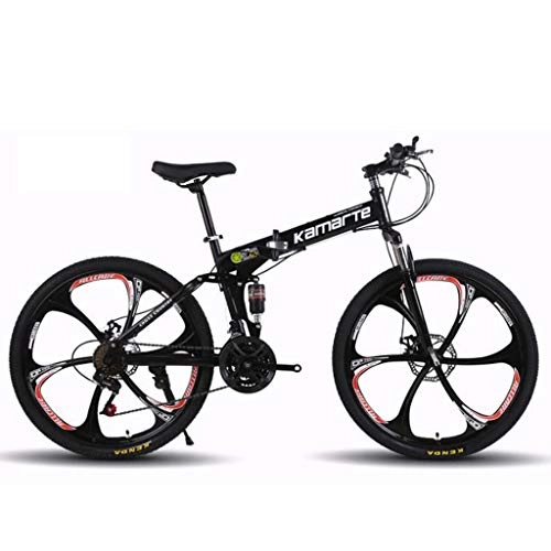 Falträder : WGYAREAM Mountainbike, Zusammenklappbar Bergfahrräder 26 Zoll-Doppelscheibenbremse Doppelaufhebung Ravine Bike, 21 24 27 Geschwindigkeiten Carbon-Stahlrahmen (Color : Black, Size : 27 Speed)