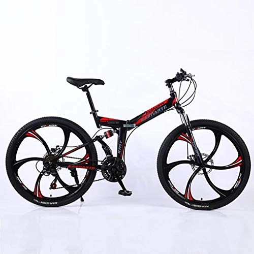 Falträder : WGYAREAM Mountainbike, Zusammenklappbar Mountain Bike Fahrräder 26 Zoll 21 24 27 Geschwindigkeiten Doppelaufhebung Ravine Bike Doppelscheibenbremse Stahl-Rahmen (Color : Black, Size : 27 Speed)