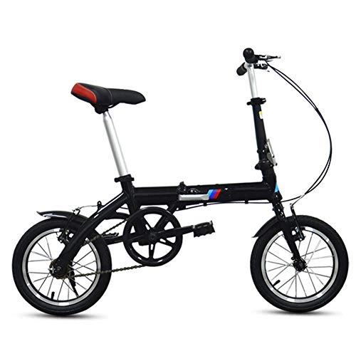 Falträder : WHKJZ Faltendes Fahrrad Aluminium Rahmen14 Zoll Unisex Hohe Festigkeit Leicht und Einfach Zu Tragen, Black