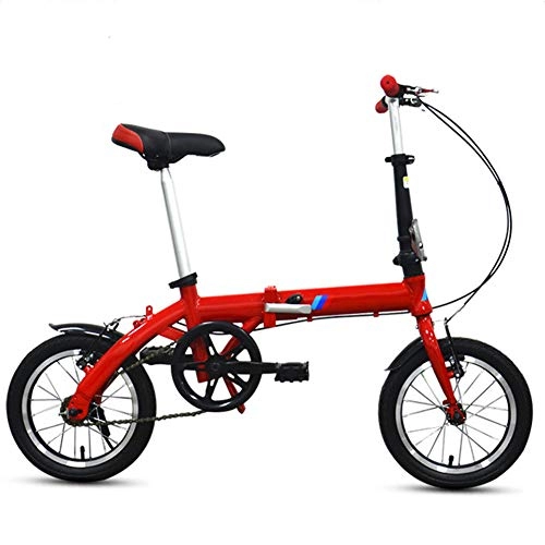 Falträder : WHKJZ Faltendes Fahrrad Aluminium Rahmen14 Zoll Unisex Hohe Festigkeit Leicht und Einfach Zu Tragen, Red