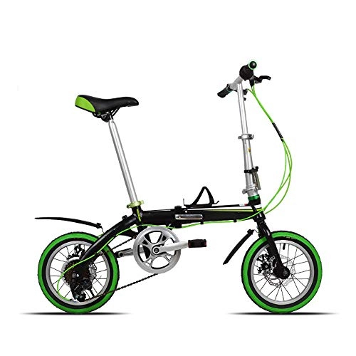 Falträder : WHKJZ Unisex Rahmen Aluminiumlegierung Faltbares Fahrrad 14Zoll 6 Gang Freilauf Kettenschaltung Tragen und langlebig Reibungslose Anstrengung, B