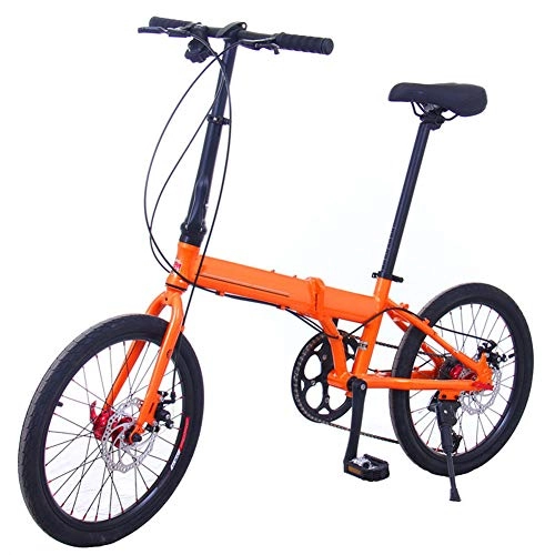 Falträder : WHKJZ Unisex Rahmen Aluminiumlegierung Faltbares Fahrrad 20 Zoll 9 Gang Freilauf Kettenschaltung Tragen und langlebig Reibungslose, Orange