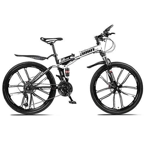 Falträder : WJSW Doppelscheibenbremse Freestyle Folding Mountainbike, Dual Suspension Rennrad 26 Zoll (Farbe: Schwarz, Größe: 21 Geschwindigkeit)