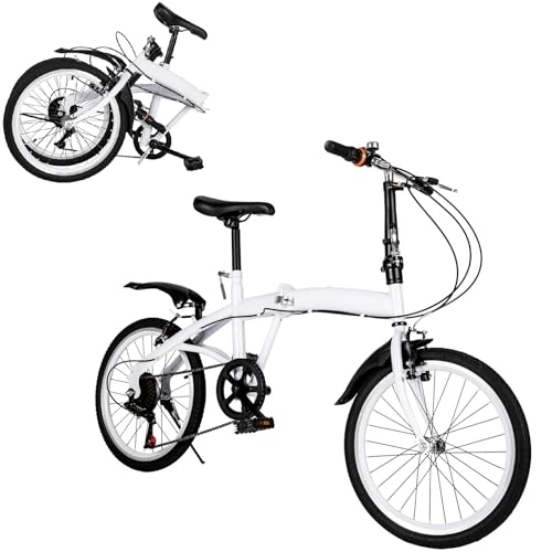 Falträder : WOQLIBE Klapprad Faltrad Erwachsene Fahrrad Bikesport Folding 20 Zoll Fahrrad 7-Gang-Schalthebel für Jungen, Mädchen, Damen & Herren