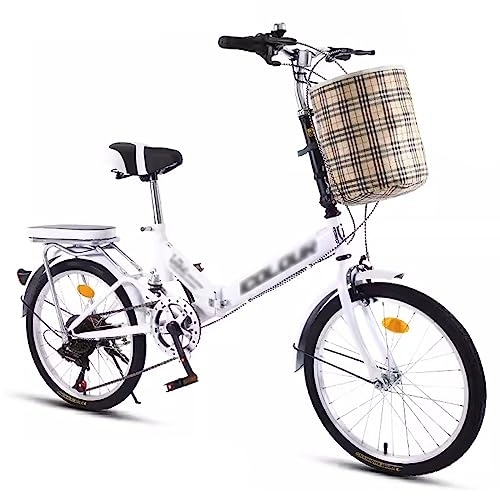 Falträder : WOTRONCBEC Klapprad Erwachsene für 130-175 cm mit 7 Gangschaltung faltbares Fahrrad für Damen und Herren 20 Zoll Fahrräder für Stadt und Camping, Weiß