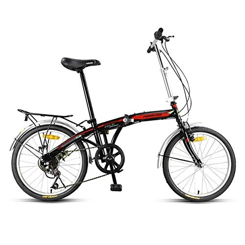 Falträder : WRJY 20-Zoll-Faltrad High Carbon Steel Fashion Sports Bike, 7-stufiger tragbarer Roller mit Geschwindigkeitsänderung, Faltrad für männliche und weibliche Studenten