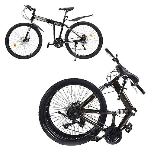 Falträder : WSIKGHU Faltrad für Erwachsene 26 Zoll Mountainbike Faltrad Rennrad Faltrad 21 Gang Faltbar Fahrrad aus Kohlenstoffstahl Offroad-Fahrrad Cityrad(160-19CM, 130KG, 85% Vormontiert)