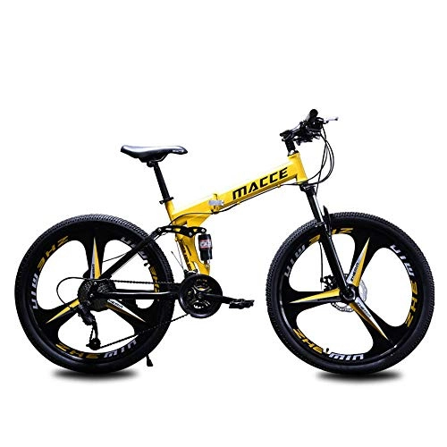 Falträder : WYX Folding Mountain Bike Radfahren Fahrrad 21 / 24 / 27 Geschwindigkeit 26 Zoll / Dual-Scheibenbremsen Carbon-Stahlrahmen Shockingproof Soft-Schwanz-Fahrrad, c, 26"× 24speed