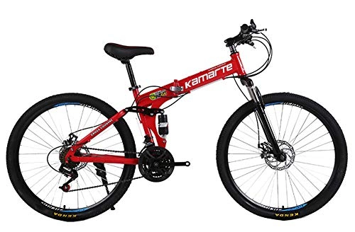 Falträder : WYYSYNXB Klappräder Variable Geschwindigkeit Dämpfung Fahrräder 26 Zoll Doppelscheibenbremse Mountainbikes, Red, 24inches24speed