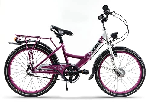 Falträder : XB3 20 Zoll Kinderfahrrad für Mädchen, 3 Gänge Shimano Nabendynamo mit Nabenschaltung, Mädchenfahrrad mit Rücktrittbremse und LED-Licht StVZO (weiß / rosa)