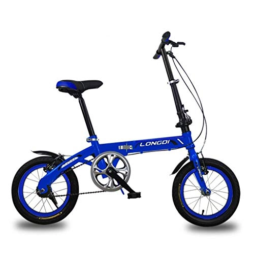Falträder : XBSLJ Kinder Fahrrad, Klapprder Kinderfahrrder 4-7 Jahre altes Kinderfahrrad 16-Zoll-Faltrad aus kohlenstoffhaltigem Stahl, grn / schwarz / blau (Farbe: Blau)