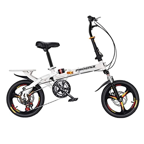 Falträder : XBSXP Faltbares Fahrrad für Erwachsene, tragbares Fahrrad mit Variabler Geschwindigkeit aus Kohlenstoffstahl, 7-Gang-Fahrraddämpfung Doppelscheibenbremsen City Bicycle - 16 / 20 Zoll