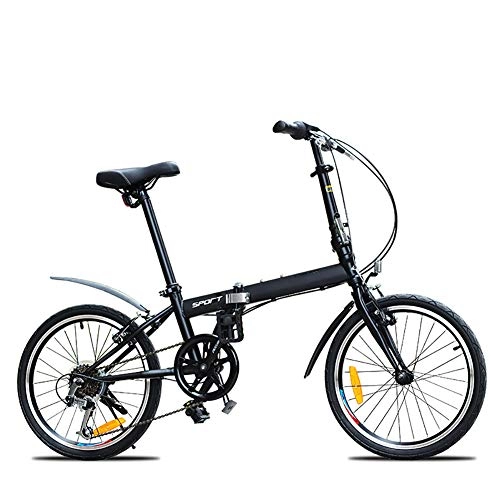 Falträder : XIAOFEI 20-Zoll-Faltrad, ultraleichtes tragbares Fahrrad für Männer und Frauen mit Variabler Geschwindigkeit, Studentinnenfahrrad, Aufhängungsrahmen Faltbares Fahrrad, Schwarz
