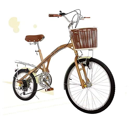 Falträder : XIAOFEI 26-Zoll-Fahrrad Bike City Damen Fahrrad City Bike, Fahrrad mit Variabler Geschwindigkeit, Nicht faltbares Citybike, männliche und weibliche Erwachsene Studenten, Messing, 24