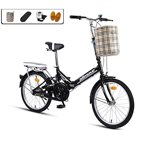Falträder : XIAOFEI Faltbares Fahrrad, Ultraleichtes tragbares Fahrrad Kleines Rad Single Speed 20 / 16 Zoll, Sport Road Faltbares Fahrrad Fahrrad für Erwachsene, Schwarz, 16