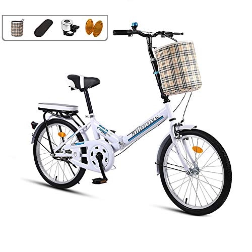 Falträder : XIAOFEI Faltbares Fahrrad, Ultraleichtes tragbares Fahrrad Kleines Rad Single Speed 20 / 16 Zoll, Sport Road Faltbares Fahrrad Fahrrad für Erwachsene, Weiß, 20