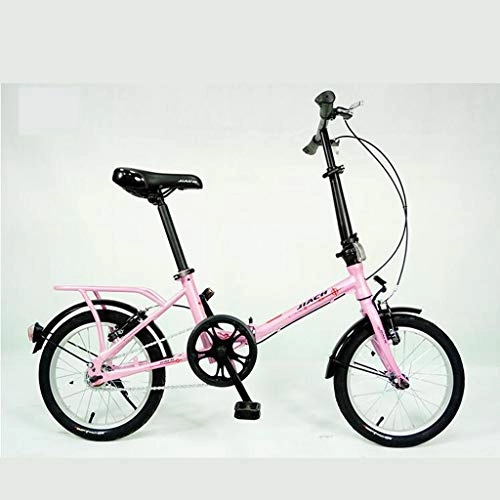 Falträder : Xiaoping 16 Zoll tragbare Faltrad Kind Erwachsene Männer und Studenten leichte Faltrad Freizeit Fahrrad (Color : Pink)