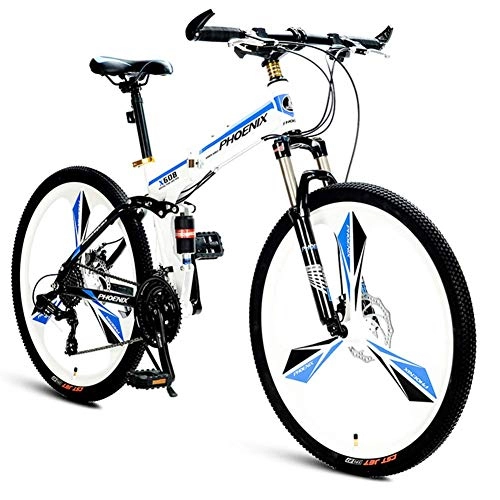 Falträder : Xiaoyue Folding Mountain Bikes, 21-Gang-Doppelhänge Alpine Fahrrad, Doppelscheibenbremse High-Carbon Stahlrahmen Anti-Rutsch-Bikes, Kinder Männer Frauen Fahrrad, Weiß lalay (Color : White)