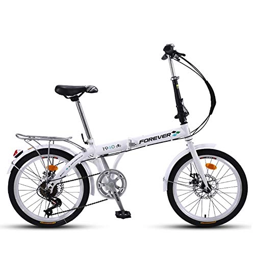 Falträder : XM&LZ Faltbares Fahrrad Für Herren Frauen, Ultra-licht Pendler-faltrad, Kohlenstoffstahl Klappräder, Verstellbarer Lenker Dual-scheiben-bremsen Weiß
