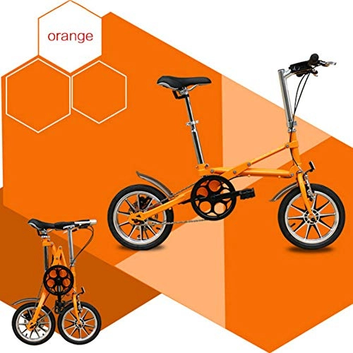 Falträder : XM&LZ Ultra-licht 7 Variable Geschwindigkeit Klappräder, 16inch Mini Faltrad FÜR MÄNNER Frauen, Kompakte Aluminium Scheibenbremse Pendler-Fahrrad Orange 16inch