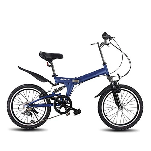 Falträder : XM&LZ Ultra-licht Unisex Faltrad, Tragbar Hochkohlestahl 20inch, 6 Variable Geschwindigkeit Faltrad Pendler-Fahrrad Für Erwachsene Studenten Blau