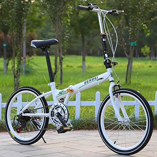 Falträder : XUELIAIKEE Faltbares Fahrrad, Leichtgewicht Pendler City Fahrrad 6 Geschwindigkeit Kohlefaser Kompakte Faltrad Klapprad Mit Anti-schlittern Tragen-resistent Reifen Für Erwachsene-Weiß 16 Zoll