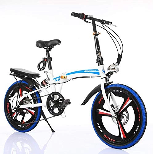 Falträder : XW Klapprad, 20-Zoll-Portable Kleines Fahrrad, Ultra-Light Mit Variabler Geschwindigkeit Scheibenbremse, Verfügbar Für Männer Und Frauen, Blau
