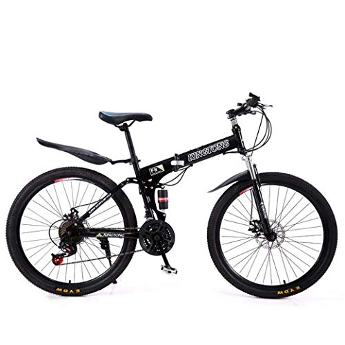 Falträder : XWLCR Mountainbike Falträder, 21-Gang-Doppelscheibenbremse Fully Anti-Rutsch, leichte Alurahmen, Federgabel, mehr Farben-24 Zoll / 26 Zoll, Black1, 24 inch